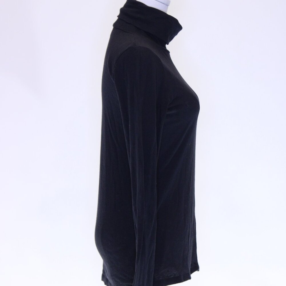 Majestic Filatures Cashmere Cotton Turtleneck in Black, Size 2 - Picture 3 of 8